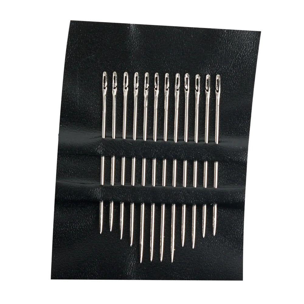 12 шт. Иглы из нержавеющей стали с глухим ушком, иглы для продевания нити с боковым отверстием, ручные инструменты, швейные иглы, для пожилых