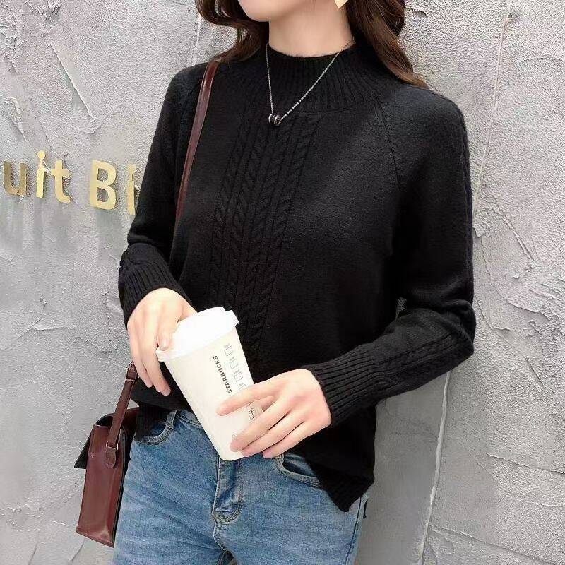 Осенний теплый вязаный свитер с полуворотом, женский повседневный мягкий свитер с воротником-поло, тонкий вязаный свитер, зимние эластичные пуловеры