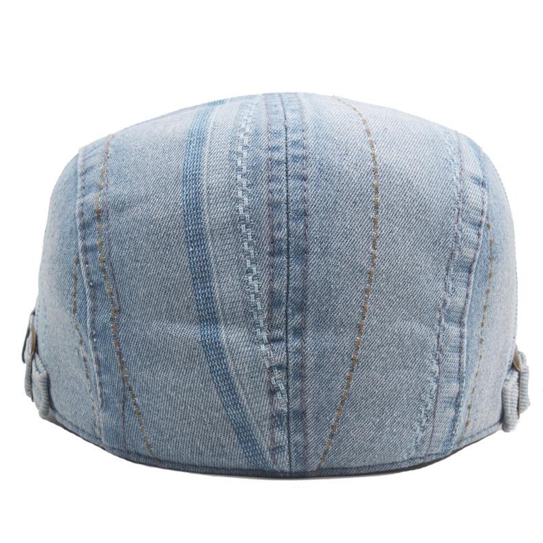 Промытый джинсовый берет, женский весенне-осенний кепка вперед, мужская уличная шляпа от солнца, цветная полосатая кепка