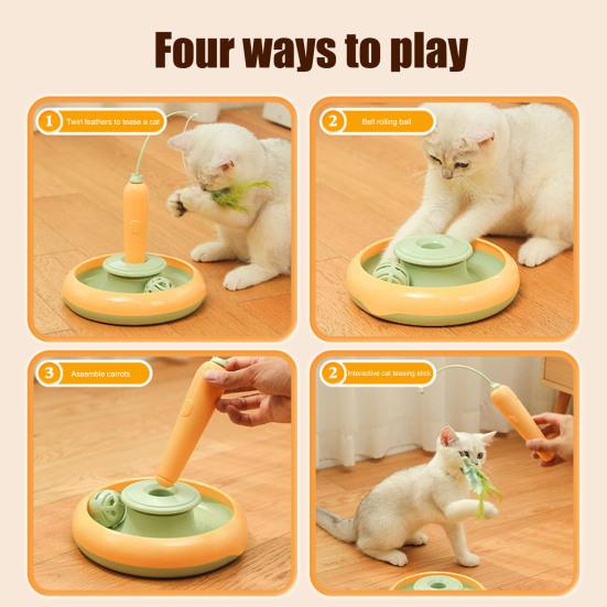 Автоматическая палочка-дразнилка для кошек Интерактивная умная палочка-дразнилка для кошек с вращающимся пером и катящимся шариком для домашних кошек
