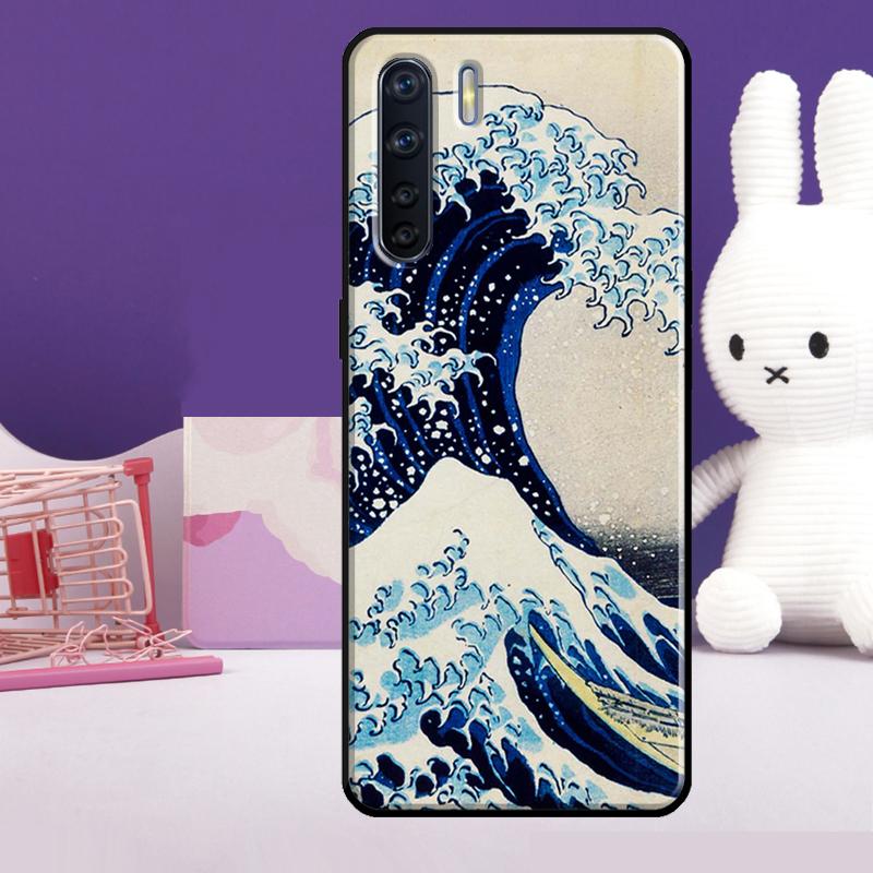Japanese Style Ukiyo-e Art Case For Oppo A54 A74 A94 A80 A60 A40 A18 A38 A58 A78 A98 A96 A76 A16 A15 A17 A57 A77 A5 Pro