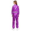 Girls Hip-hop Jazz Dance Performance Costume Long Sleeve Stand Collar Zipper Metallic Jacket Matching Pants Set