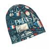 Карта достопримечательностей Франции Флаг французских шапок Skullies Парижская тема Эйфелева башня Skullies Cap Merch Man Уникальный дизайн Skullies Hat