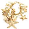 Ocean Style Starfish Sea Star Conch Shell Faux Pearl Chain Summer Beach Bracelet MIT