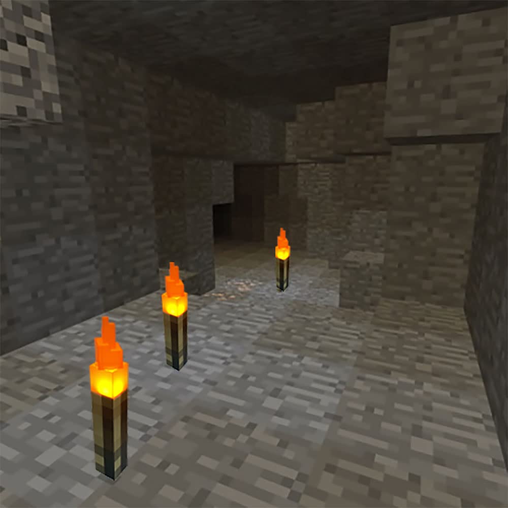 Выглядит так, как есть в игре Minecraft. Светящийся факел 34 см. Светильник для ролевых игр, детская игрушка. Официальные товары. Прибл.