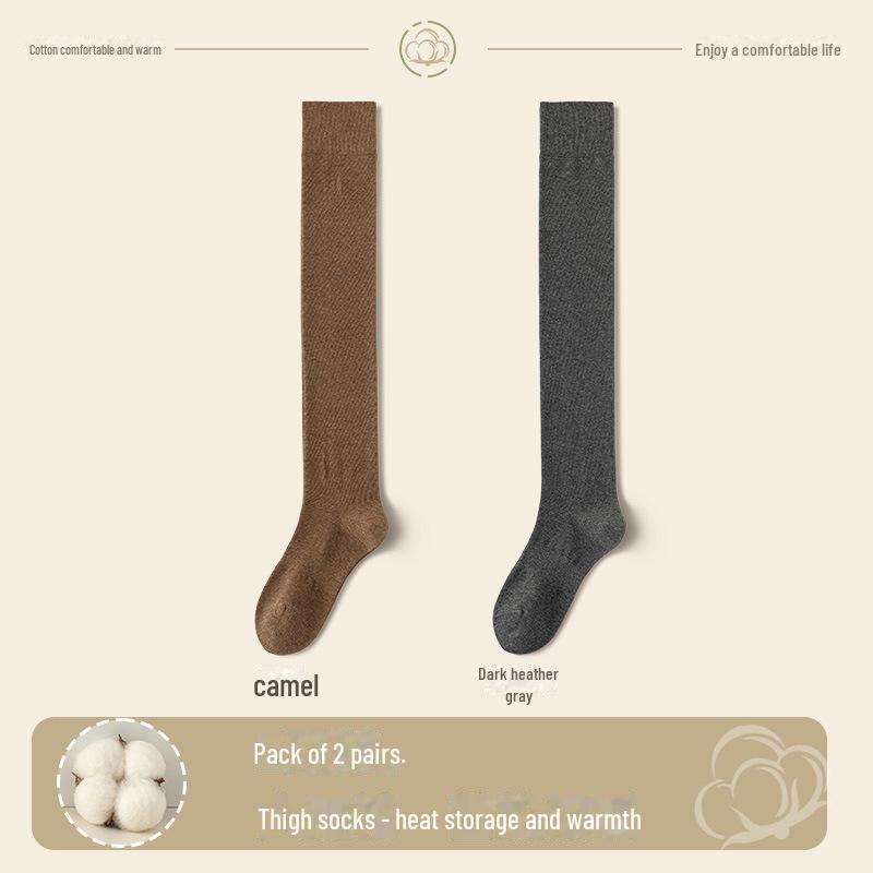 Женские хлопковые носки выше колена: Длина до бедра, теплая, нескользящая, без косточек, для весны и осени