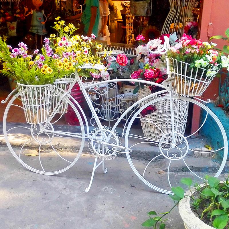 Elegant European Wrought Iron Multi-Layer Balcony & Garden Bicycle Plant Stand
