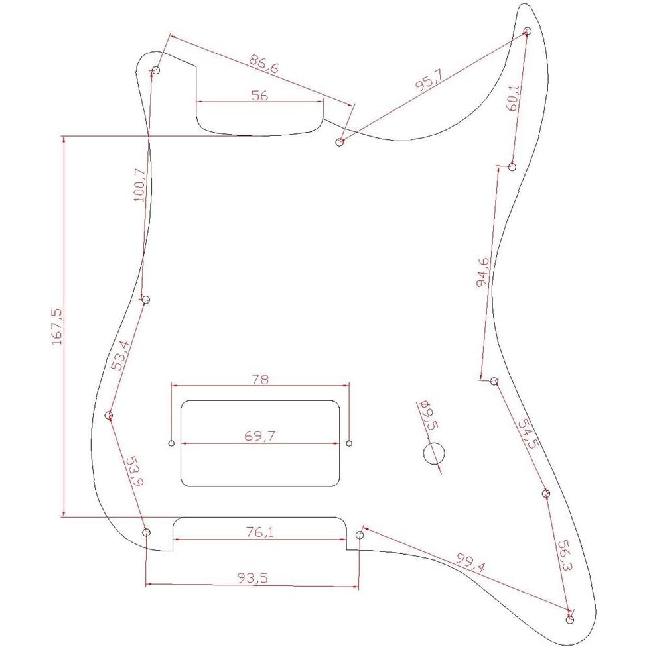 KAISH 11-отверстий Пикгард/Защитная пластина для гитары в стиле ST/Strat с одним хамбакером для Delonge Stratocaster/Strat Матовый черный 1-слойный