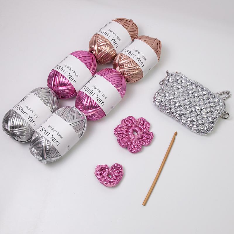 100g/Roll Shiny T-Shirt Yarn DIY Bag Shoes Metallic Cloth Fabric Yarn Knitting Crocheting