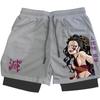Шорты с рисунком из мультфильмов, мужские летние двухслойные повседневные спортивные брюки для фитнеса и спорта «два в одном»