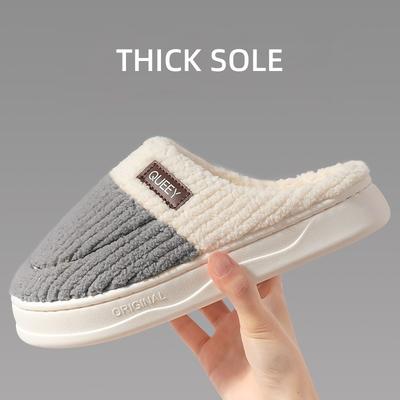 Зимние домашние хлопковые тапочки для пары, женские, для дома, нескользящие, на толстой подошве, теплые пушистые тапочки, хлопковая обувь для мужчин