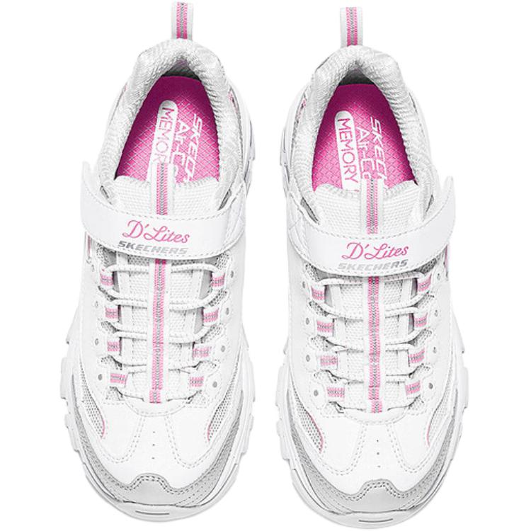 Skechers Женские Удобные Универсальные Нескользящие Амортизирующие Прочные Низкие Повседневные Кроссовки Детские Кроссовки Белый Серебристый Розовый 319064L-WSLP