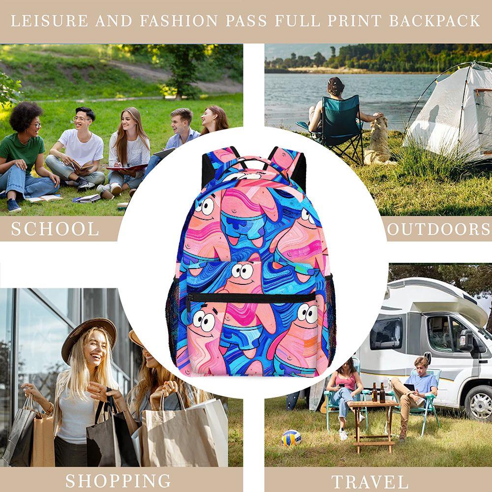 Patrick Star Backpack Cartoon SpongeBob SquarePants School Bag for Teens Lightweight Travel Laptop Backpack