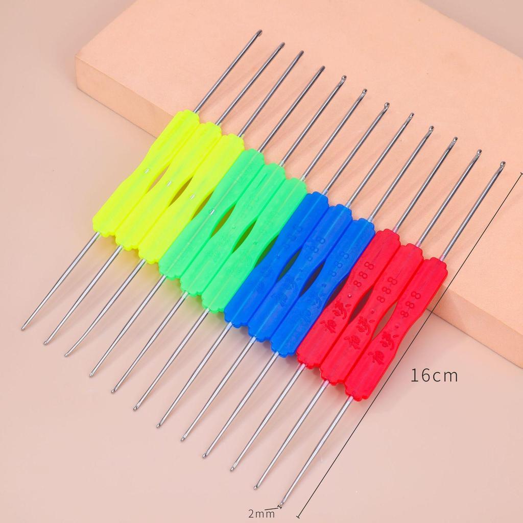 1Pc High Quality Plastic Handle Double Ended Crochet Hook Sweater Needle DIY Knitting Tool