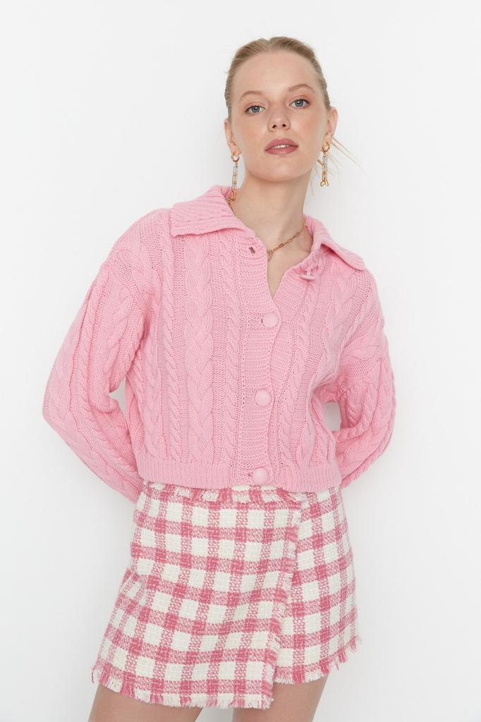 Женский модный новый кардиган оранжевый укороченный трикотажный кардиган