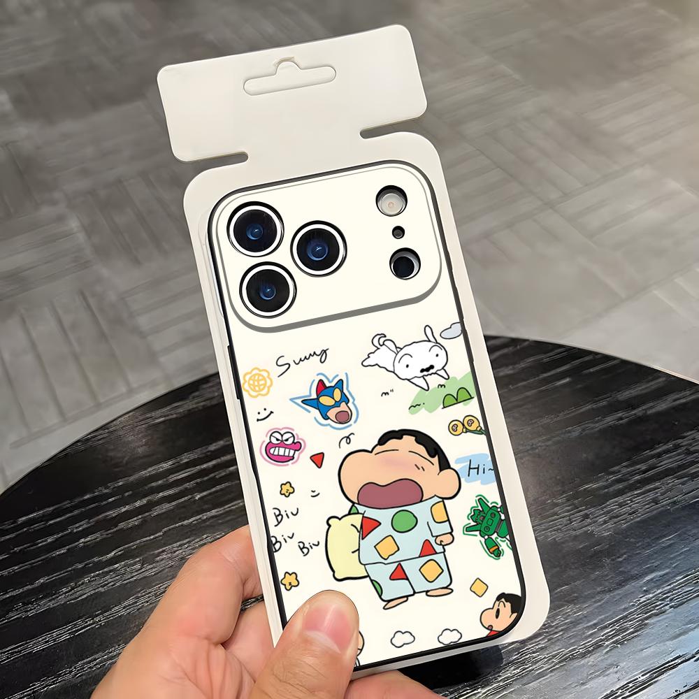 C-Crayon S-ShinChan Phone Case For IPhone 17 Air 16 E Pro Max 15 14 13 Mini 12 Pro 11 Max Plus Black Soft Shell