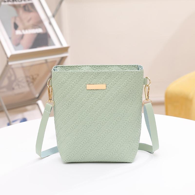 Small Bag Women's Embossed Woven Bucket Bag, a New Autumn Women's Shoulder Messenger Bag