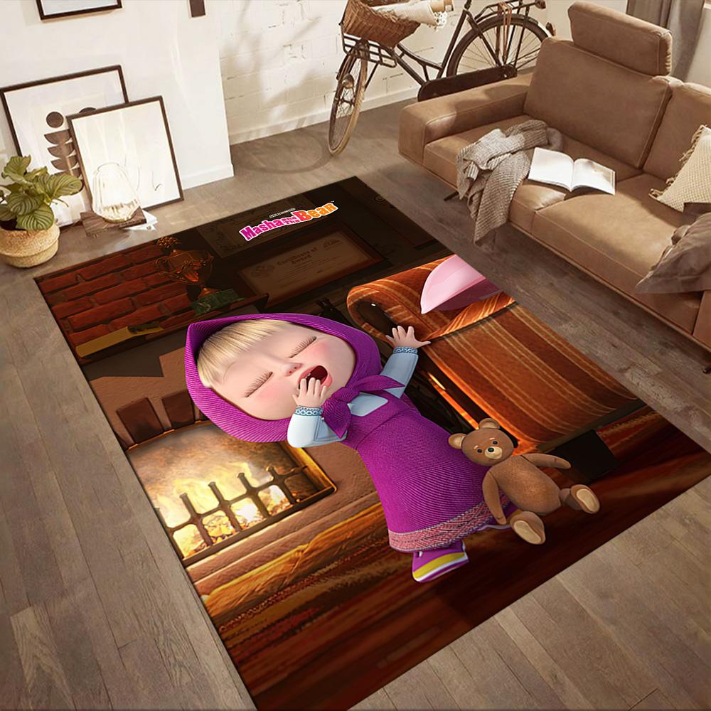 Masha Bear Area Rug Design for Study room Hallway Outdoor Decorate room Antislip Carpet Anime Office Decor Gift for Festivals