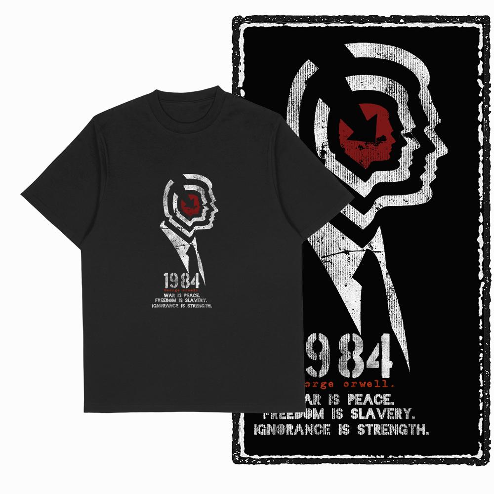 Coolmind X0019 Хлопок большой размер принт 1984 эксклюзивная графика унисекс футболка свободная с круглым вырезом унисекс футболка повседневная футболка для унисекс футболок