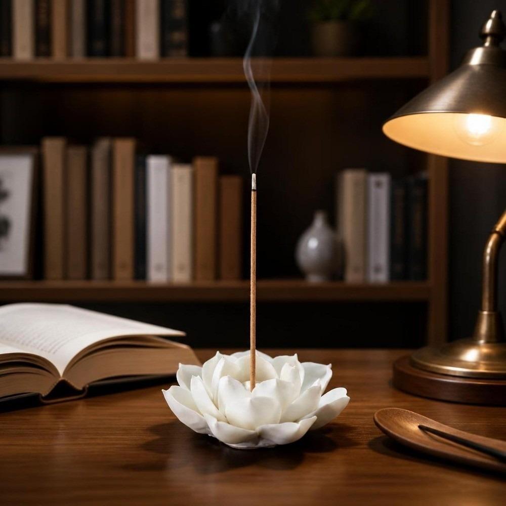 Flower Design Incense Burner Ceramic Lotus Aromatherapy Stand Incense Stick Holder Home Decor