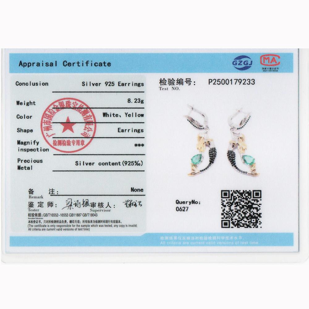 Элегантные серьги в виде русалки, созданные из грушевидного изумрудного нано-кристалла 5*7 мм, ювелирные изделия из стерлингового серебра 925 пробы для женщин, подарок для предложения и банкета