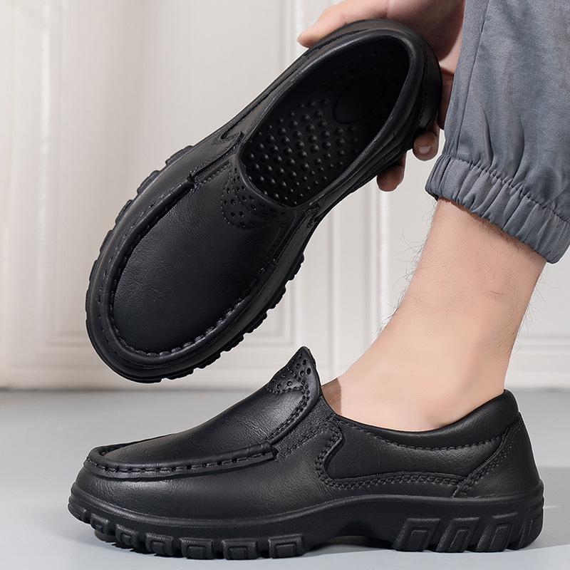 Мужская повседневная обувь Нескользящая Толстая подошва Износостойкая Водонепроницаемая Маслостойкая На шнурках Домашняя Уличная Рабочая обувь