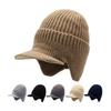 Winter Knitted Hat Solid Color Men Women Thickened Fleece Lining All-weather Hat Cold Weather Outdoor Headwear