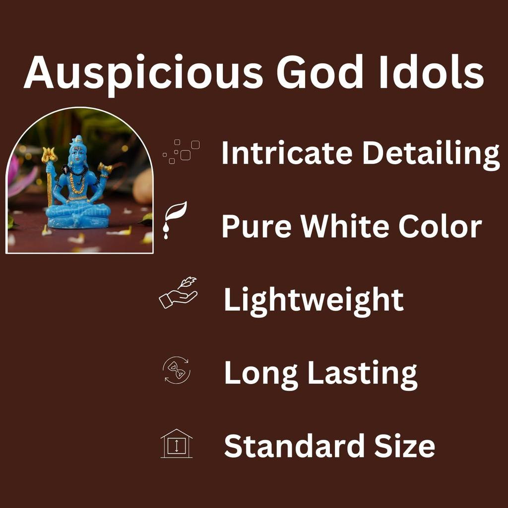 Resin Shiva Idol Decorative Figurine Shiv Statue Murti Height - 3.14 Inch (Blue Shiva Idol), Religious