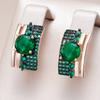 Блестящие зеленые серьги-капли квадратной формы из натурального циркона для женщин, покрытие розовым золотом и черным родием, винтажные, на каждый день, изящные ювелирные изделия