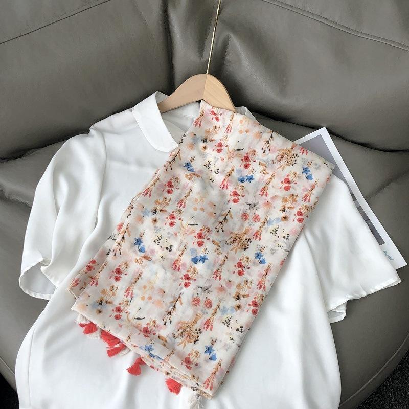 Fashion Luxury Brand Ombre Big Floral Tassel Viscose Shawl Scarf Lady Soft Thin Beach Wrap Pashmina Stole Bufandas Muslim Hijab