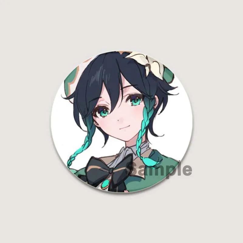 32/44/58 мм мультяшная фигурка Venti Jean HD принт брошь аниме значок Genshin Impact круглая витрина броши значки на лацкан ювелирные изделия подарочный аксессуар