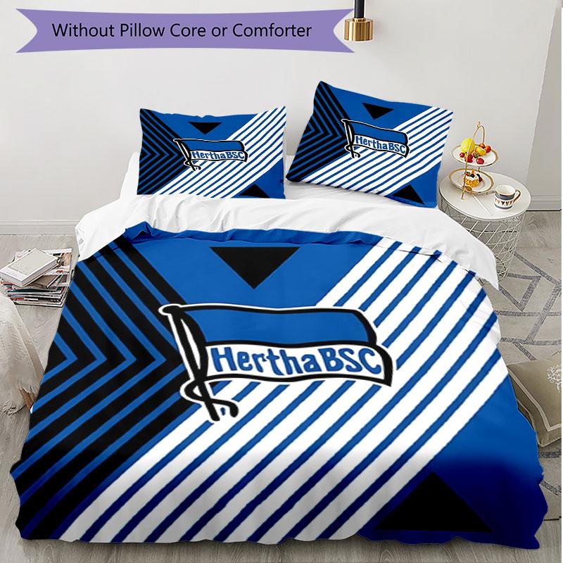 3pcs Duvet Cover Set (1*Duvet Cover + 2*Pillowcase, Without Core), Hertha BSC Print Soft All‑Season Bedding Set, Home Bedroom Decor Gift