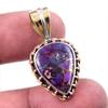 Подарочный двухцветный кулон из твердого серебра 925 пробы с натуральной фиолетовой медью и бирюзой1,25 дюйма o0g40