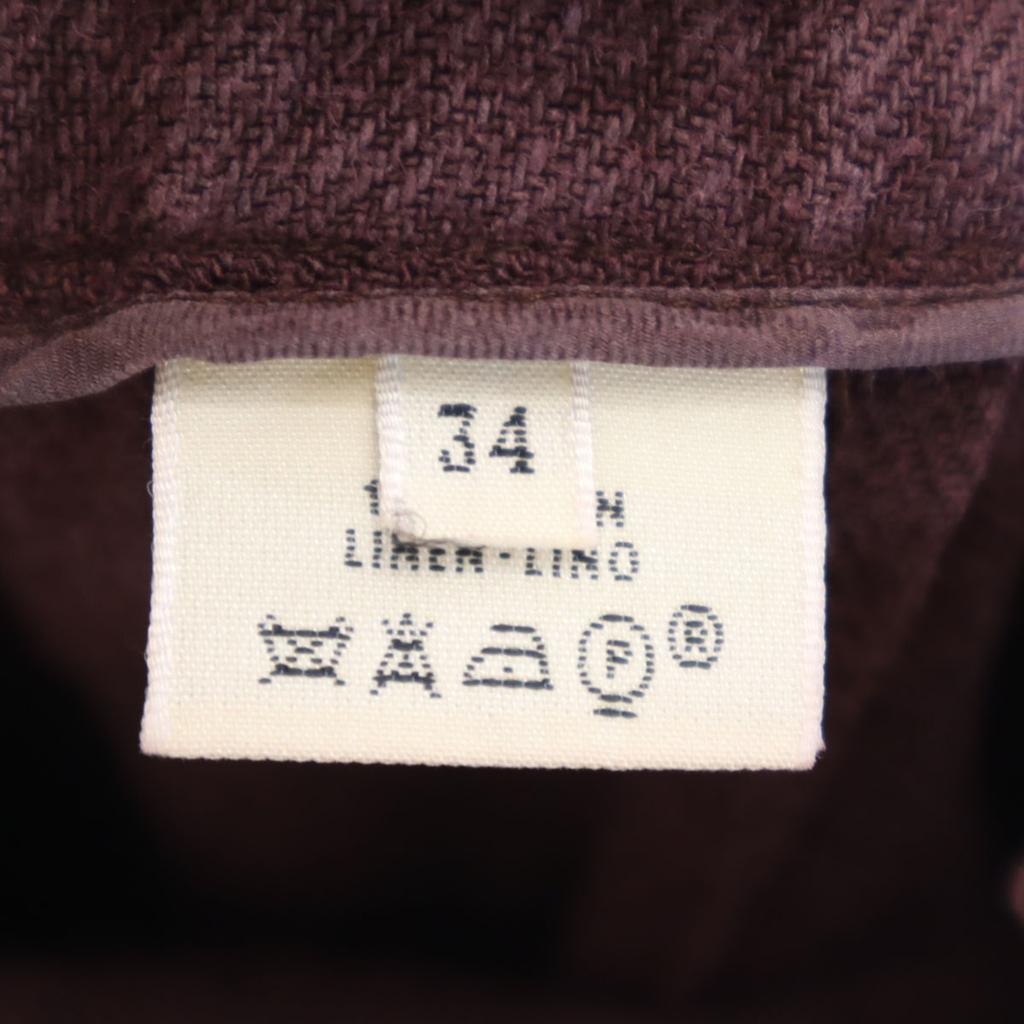 HERMES Made in Italy Linen Wide pants 34 Bordeaux Women Used