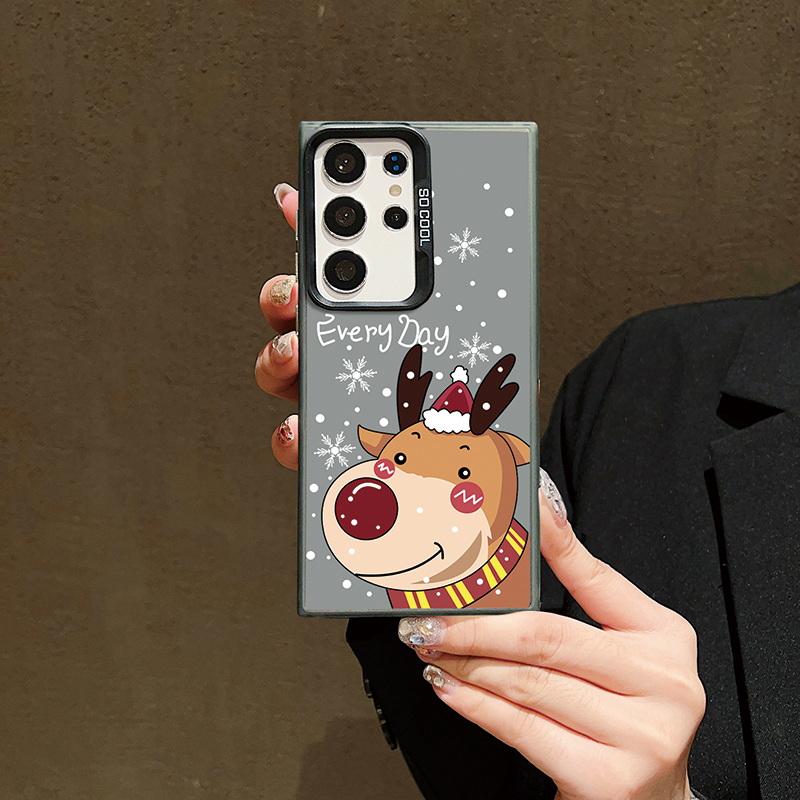 Рождественский лазерный чехол для телефона с астронавтом для iPhone 15 14 Pro Max 13 12 11 Samsung S23 S22 Ultra A54 A53 Противоударный задний чехол с рисунком оленя и Санта-Клауса
