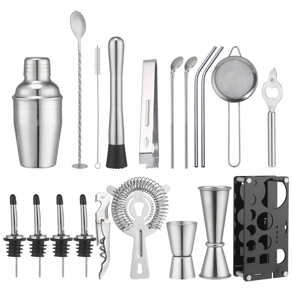 Миксер из нержавеющей стали Инструмент для смешивания коктейлей Набор из 20 акриловых предметов Соломинка Ложка Снежный стакан