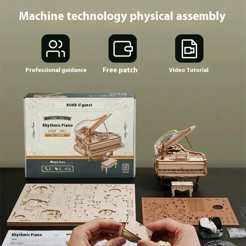 New Robotime Magic Piano 3d Puzzles For Children'smechanical Puzzles Musical Instrumentwooden Music Box Puzzle Kit Toy Gifts