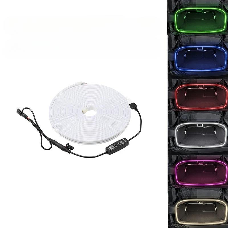 Подсветка багажника для Tesla Model 3 Highland 2025, автомобильные атмосферные лампы, многорежимная RGB-светодиодная лента с управлением через приложение, аксессуары для интерьера автомобиля