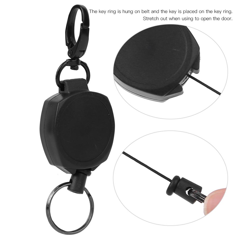 Портативный растягивающийся брелок для ключей Anti Lost Anti Theft Rebound, черный(квадрат )