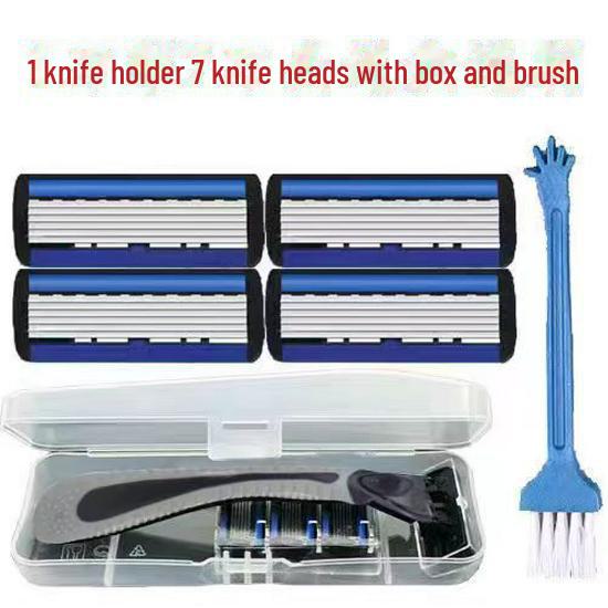 Six-Layer Manual Razor for Men with Stainless Steel Blades