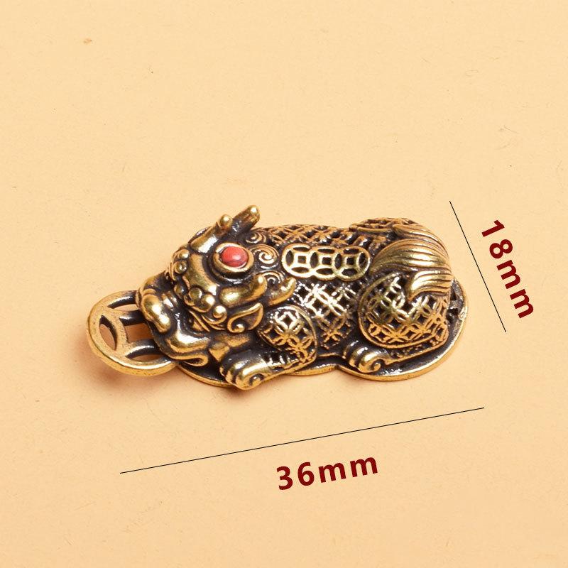 Brass Animal Pixiu Coin Charms Pendant Statue Ornament Chinese Miniature Figurines Home Office Tabletop Decoration Accessories