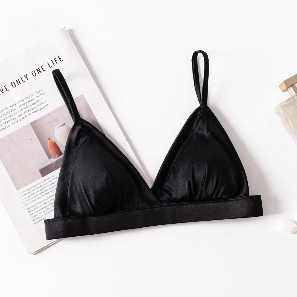 Triangle cup bra, skin-friendly and comfortable mulberry silk, no steel ring smooth surface