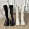 Женские высокие сапоги Женские Нескользящие Водонепроницаемые Зимние На молнии из ПУ кожи Сапоги до колена Женские Массивные на платформе Длинные сапоги 511