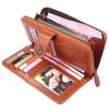 Versatile Oil Wax Leather Wallet Card Bag Long Splicing Phone Bag Multi Card Coin Bag Zipper Handbag Y183