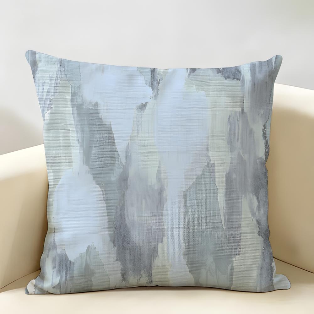 Blue Modern Gradient Design Cushion Cover Natural Linen Organic Fabric Double-Sided Printing Breathable Perfect For Home Decor