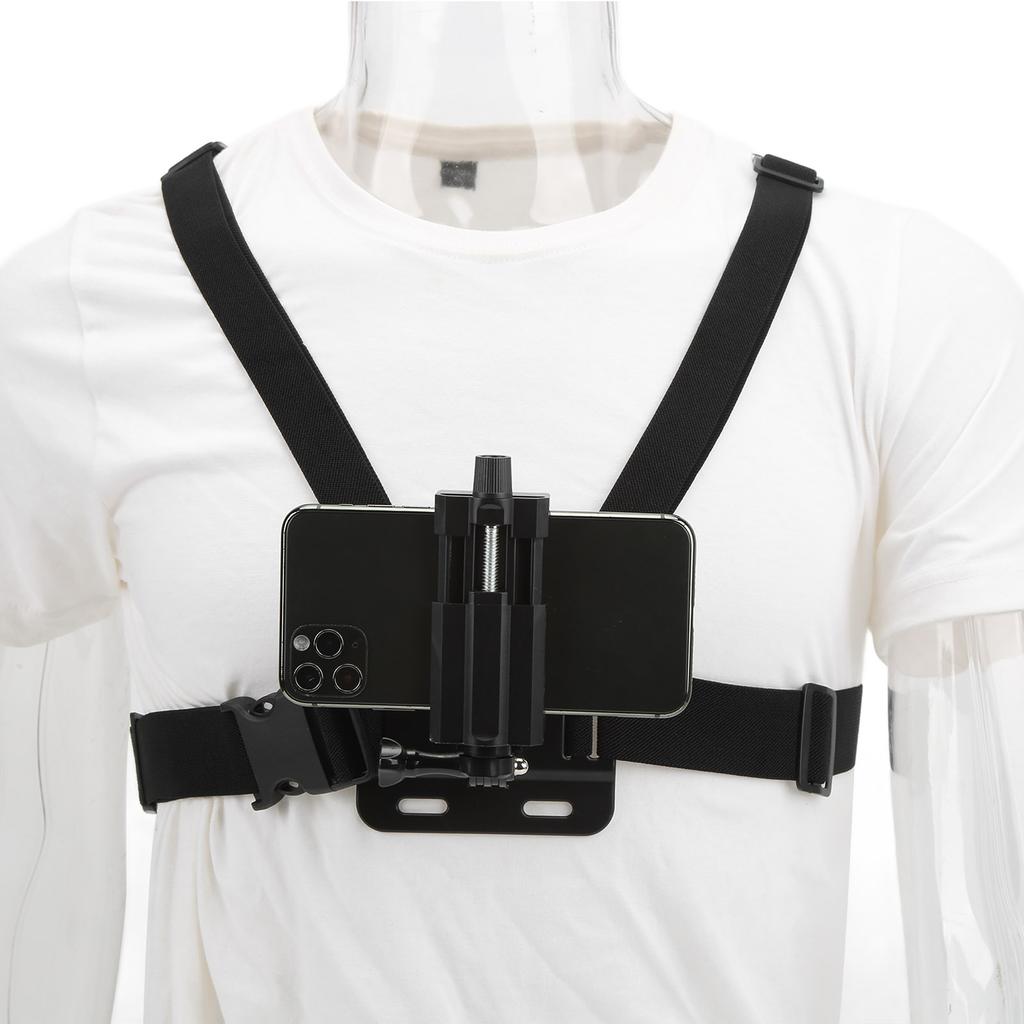 Cellphone Selfie Chest Mount Strap Adjustable Angle for Live Streaming Riding Sports Camera