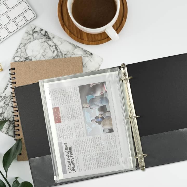 YoeeJob 3 Holes Clear PVC Zipper Binder Pocket ert Pages Letter Size, 8 1/2" x 11 Loose Leaf Binder Filing Storage Bags 8 Packs