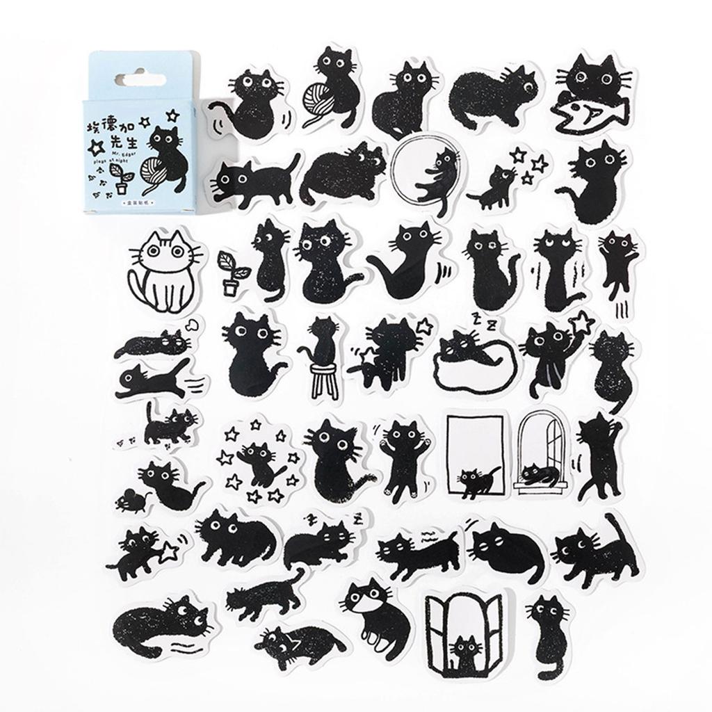 45pcs Cat Theme Sticker Self Adhesive DIY Kawaii Decorative Stickers for Calendar Notebook
