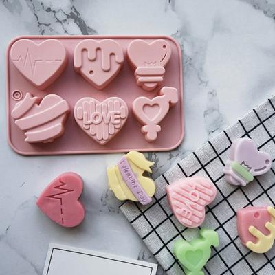 Yousheng Chocolate Mold Heart Shape High Temperature Resistance Silicone 6 Cavity Valentines Day Candy Form for Cooking