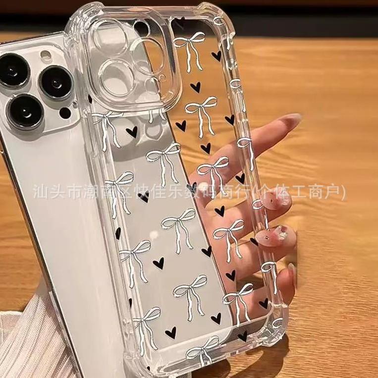 Милый чехол для мобильного телефона с бантом для Apple iPhone11/12/13/14 promax четыре угла защита от падения 15/16